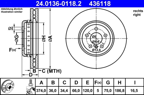 2x BRAKE DISC 24.0136-0118.2 FOR BMW 5/F11/F10/Gran/Turismo/F07 N57D30 N54B30 - Picture 2 of 10