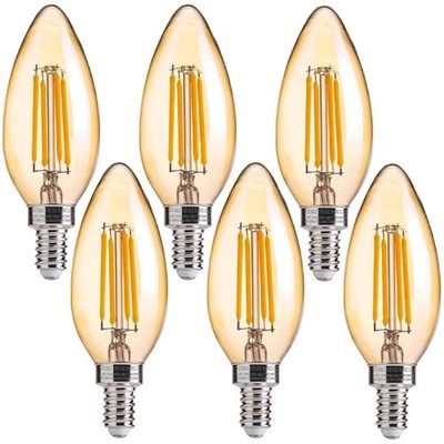 Modern Dimmable LED Candelabra Base Bulbs, Warm White, 6 Pack for Elegance