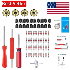 Valve Stem Removal Tool - 40Pcs Valve Cores, 4-Way Valve Tool, Valve Core Rem...