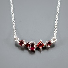 Jewellery Natural Rhodolite Necklace 925 Sterling Silver 18.5