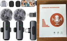 Wireless Mini Microphone for iPhone - 2 Pack Lavalier bluetooth Microphone