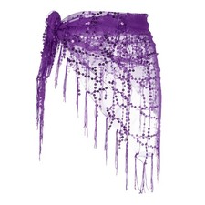 Belly Dance Hip Scarf Sequin Triangle Wrap Skirts Purple 
