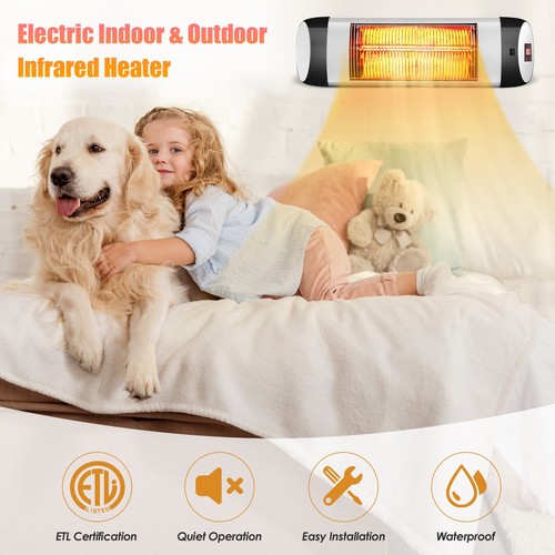 Electric Wall-Mounted Heater Patio Infrared Heater W/ Remote Control - Picture 8 of 10