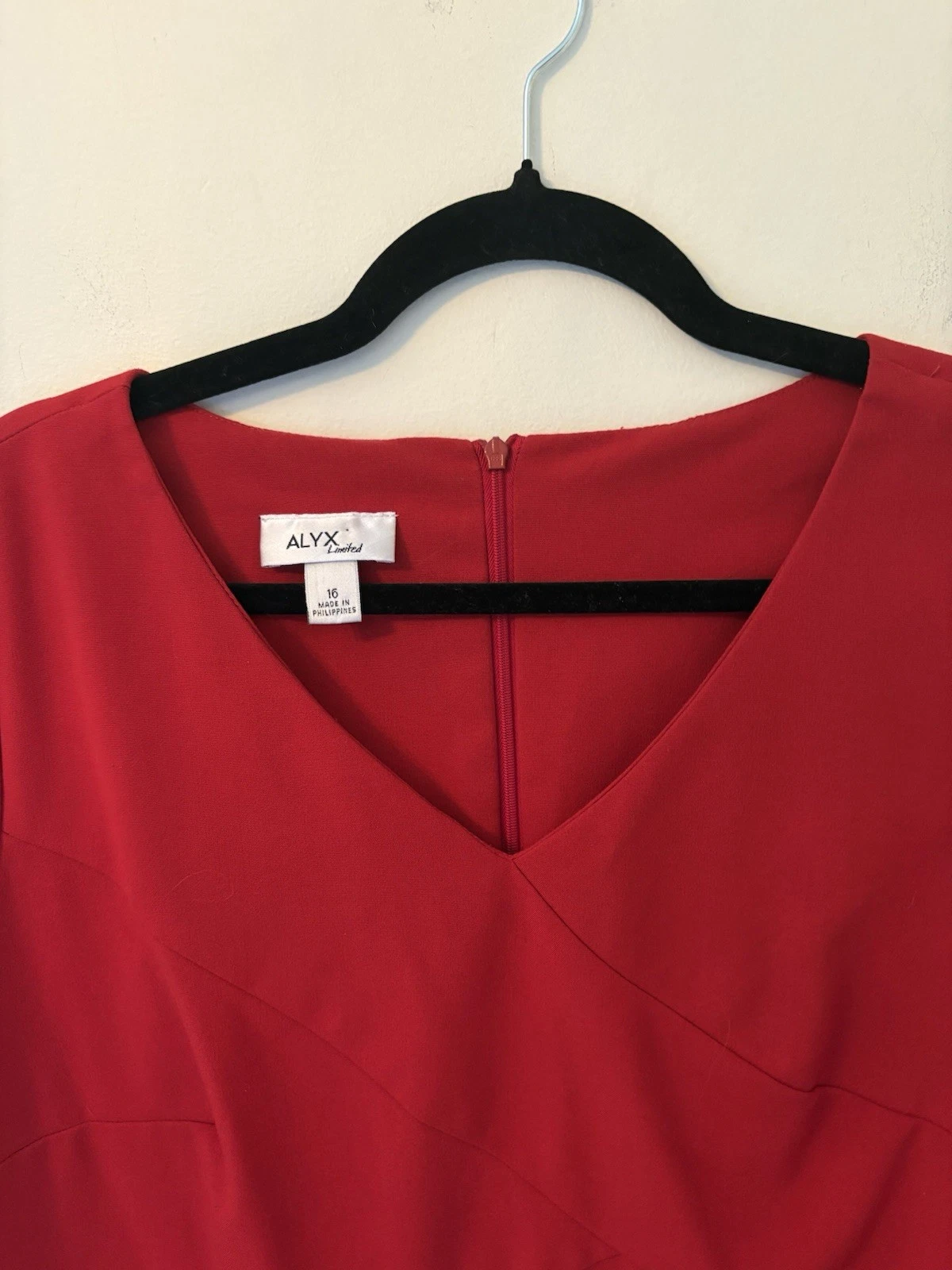 Abito donna rosso Alyx Limited maniche corte zip dietro taglia 16