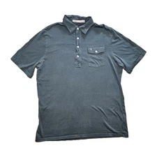 Criquet Men's Polo Shirt 100% Organic Cotton Short Sleeve Pocket Blue/Green L