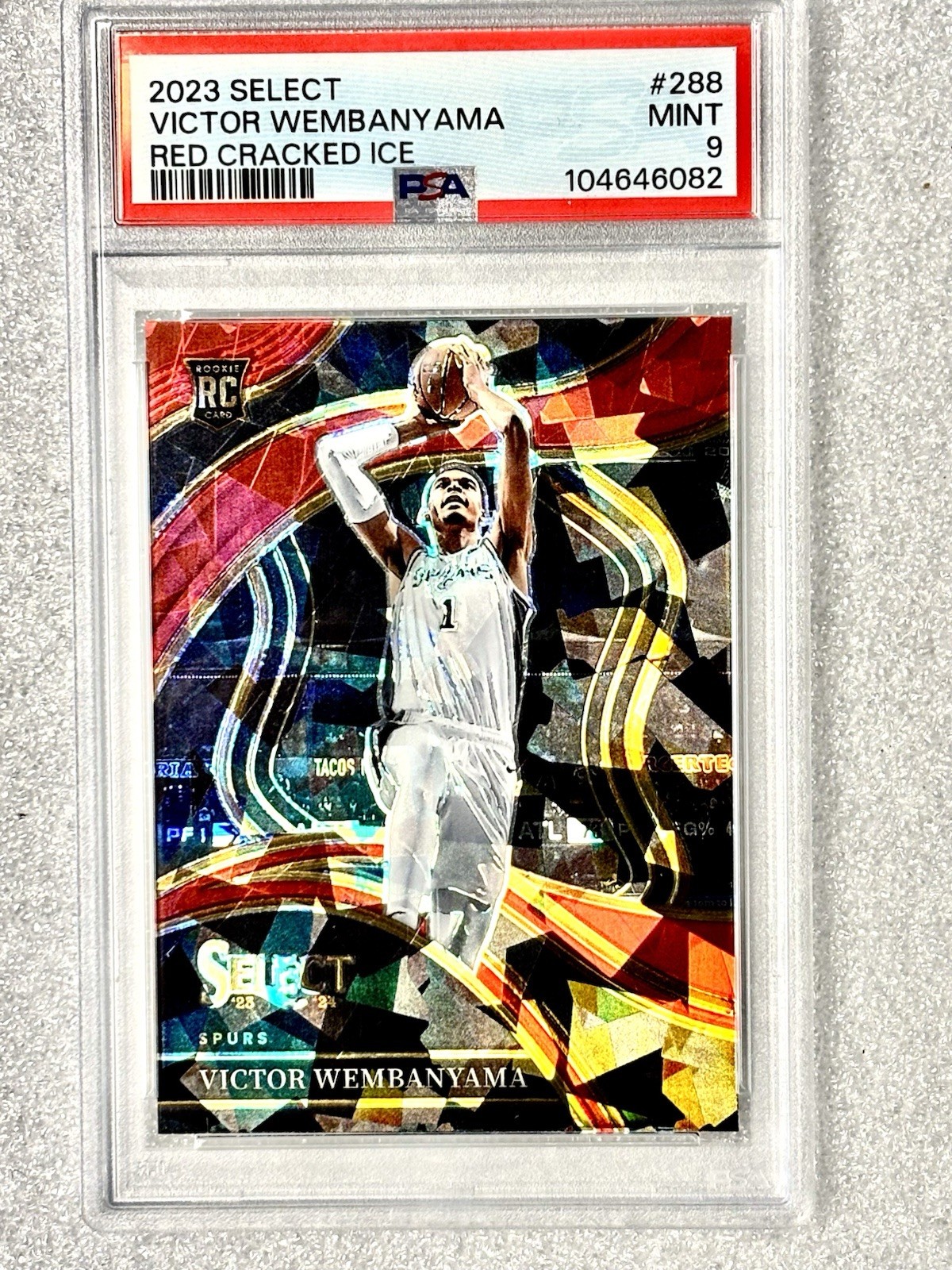 2023 Victor Wembanyama Select Red Cracked Ice Courtside PSA 9 Rookie Card #288
