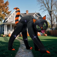 Giant 13FT Black Cat Halloween Inflatable Yard Decoration with LED Lights - Outd