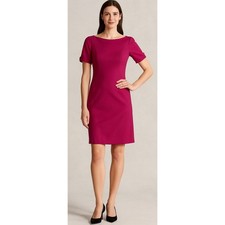 Elie Tahari X Nordstrom Scuba Knit Dress Size 10 Magenta Pink Boat Neck Zip Back