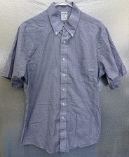 Brooks Brothers 346 Shirt Mens Sz 16 1/2 Slim Fit Blue Striped Cotton Button Up
