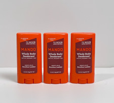 Mando Men's Whole Body Deodorant, Bourbon Leather, Trial Size 0.5 oz x3