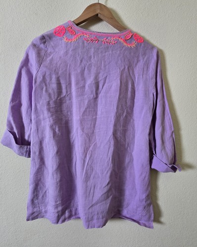 Lilly Pulitzer Damen Flieder Pailletten Langarm Leinen Amelia Island Tunika XS - Bild 4 von 6