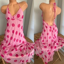 VINTAGE BETSEY JOHNSON NEW YORK SILK SLIP DRESS HALTER sz L