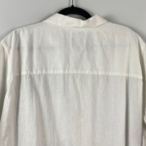 Gap Linen Blend Button Up Shirt Mens XL Tall White Short Sleeve - Picture 8 of 11
