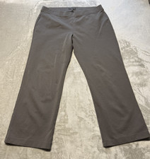 Eileen Fisher Rayon Knit Pull-On Straight Leg Ankle Pants Gray Petite Large