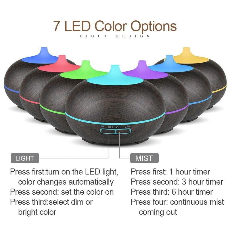 LED Ultraschall Luftbefeuchter Aroma Diffuser Aromatherapie Duftlampe 7 Farben - Bild 4 von 4