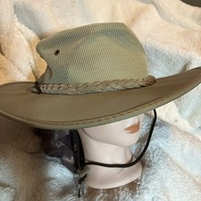 BARMAH Safari Outback Canvas Drover Airflow Vented Hat 1057 Beige/Tan Mesh XXL