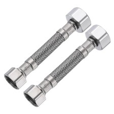 2Pcs Faucet Hose, 3.94" Length 1/2" Female x 3/8" Female Compression Thread
