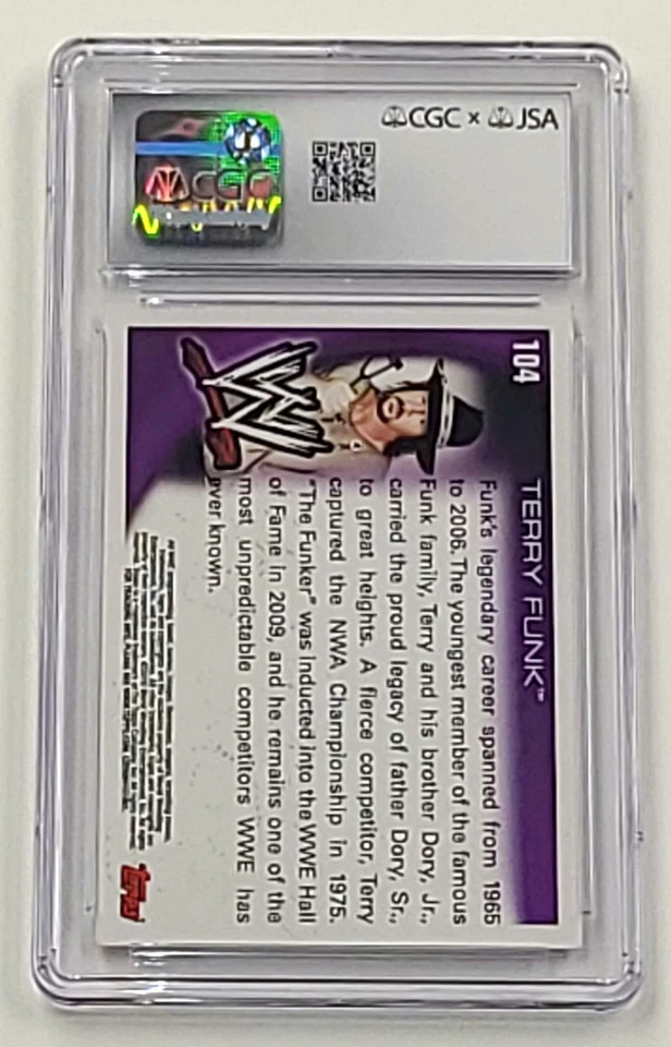 Terry Funk 2010 Topps WWE Auto #104 CGC x JSA Slabbed Wrestling Autograph - Image 4 of 4