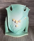 Vintage Roseville 858-8 Ixia Pottery Vase Art Deco Green & Yellow 1930's