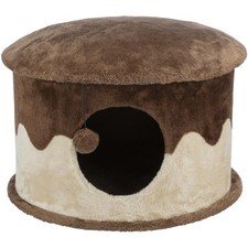 TRIXIE Cozy Cat Condo w/ Dangling Toy, Brown, Small 20x13 in Cat Cave
