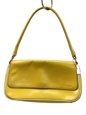 Prada Vitello GYM Leather Hand Bag Yellow Vintage Authentic