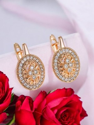  EDLES Ohrringe Rosegold Echte 585 Rolled Gold 14k Luxus Vintage Style 