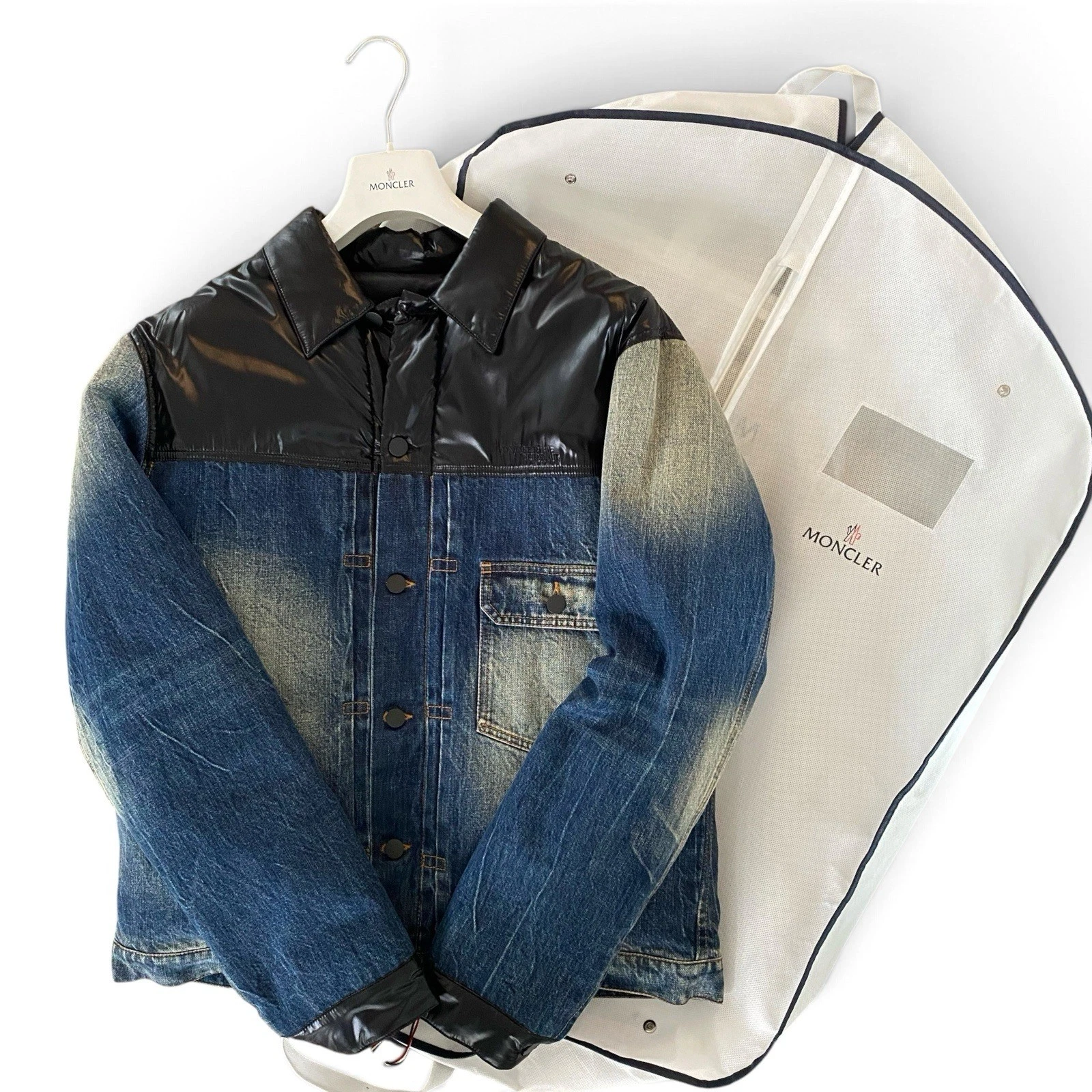 Moncler Genius x Fragment Shady Denim Down Jacket Hiroshi Fujiwara Men's 4 US XL - product detail image 6