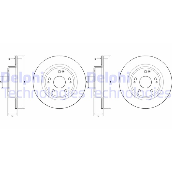 2X Delphi Bremsscheiben 282Mm Voll Hinten Passend FÜR Honda Accord HR-V |-image
