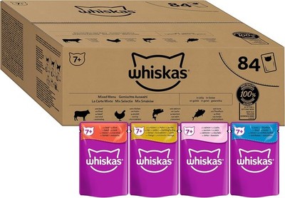 Whiskas Senior 7+ Katzen-Nass-Futter, Gemischte Auswahl in Gelee, 84x85g, ab 7