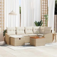 Garten-Sofa-Set 7-Teilig Beige Rattan Garten-Sofa-Set