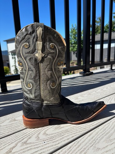 El General 1901 Western Cowboy Outdoor Rodeo Boots Black Leather Men's Size 7 - Picture 2 of 11