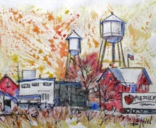 Larry Lerew OOAK contemporary original landscape signed painting mixed media COA