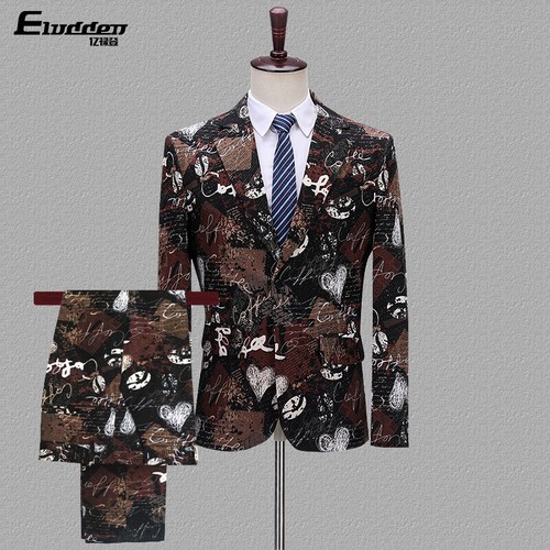 Personalized Men's Printed Blazers Suit Bar Nightclub Singer Performance Outfits - Picture 4 of 18