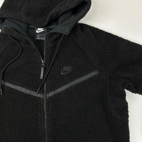 Nike Mens Tech Fleece Sherpa Jacket Full-Zip Hoodie Size S Black Cosy Windrunner - Picture 7 of 7