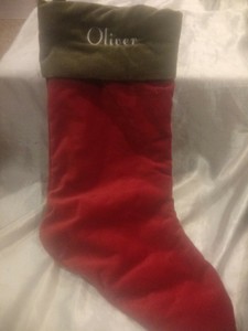 Pottery Barn Christmas Stocking Personalized Name Oliver Green Red