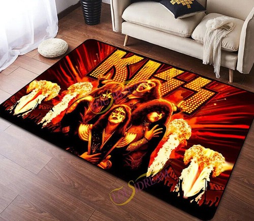 Kiss Rock & Roll Slip Rug Carpet Living room Floor Mat Living room Area rug Gift - Picture 15 of 15