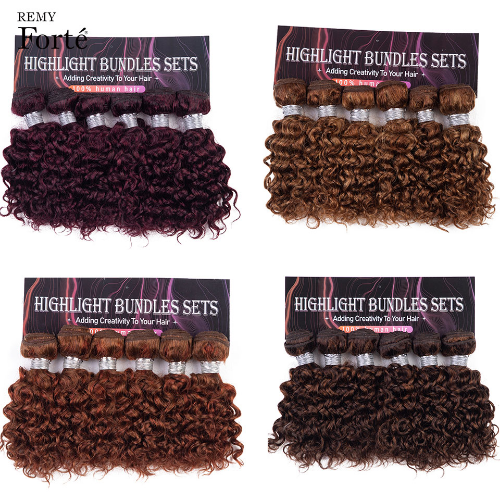Brazilian Jerry Curly Blond 27/30 Ginger Remy Hair 6 Bundles Short Water Wave - Picture 11 of 24