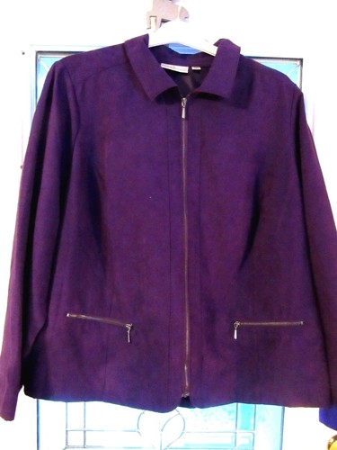 WOW! BEAUTIFUL Purple 20W 52" Bust Suede like 2 Pocket Zipper Lined Jacket