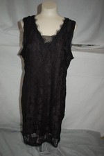 Jr Womens BLACK FLORAL LACE DRESS Body Hugging V-NECK & BACK Above Knee SIZE XL