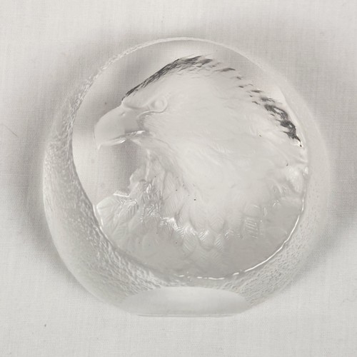 MATS JONASSON Paperweight Bald Eagle Etched Signed 9201 Handmade Sweden - Picture 4 of 9