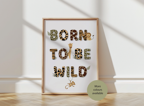 Safari Animal Nursery Print, Born to Be Wild Quote, Nursery Print Playroom Kids - Picture 3 of 14