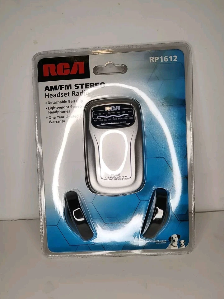 RCA RP1612 AM/FM Stereo Headset Radio Detachable Belt Clip Lightweight Headphone - Image 2 of 4