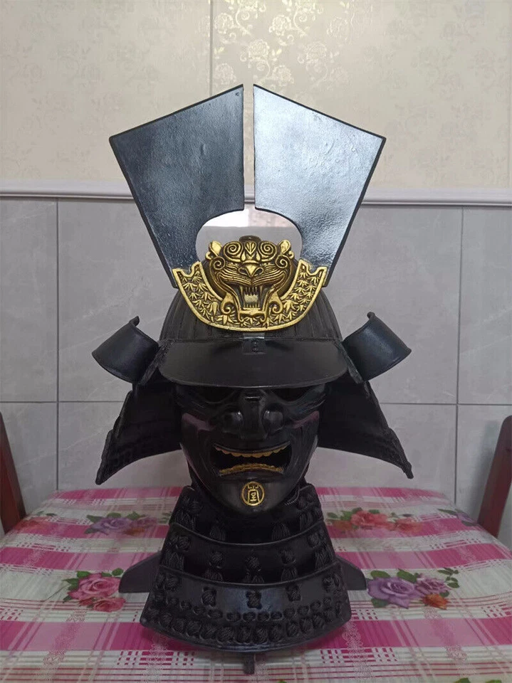 Capacete de armadura samurai japonês antigo – 1/1 máscara facial completa vestível unissex - Imagem 2 de 4