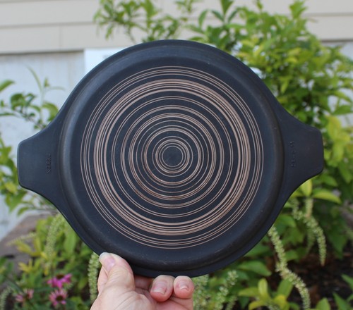 Cazuela y tapa Pyrex Terra negro marrón círculos # 474 1-1/2 cuartos de galón 24-C MCM - Imagen 2 de 10
