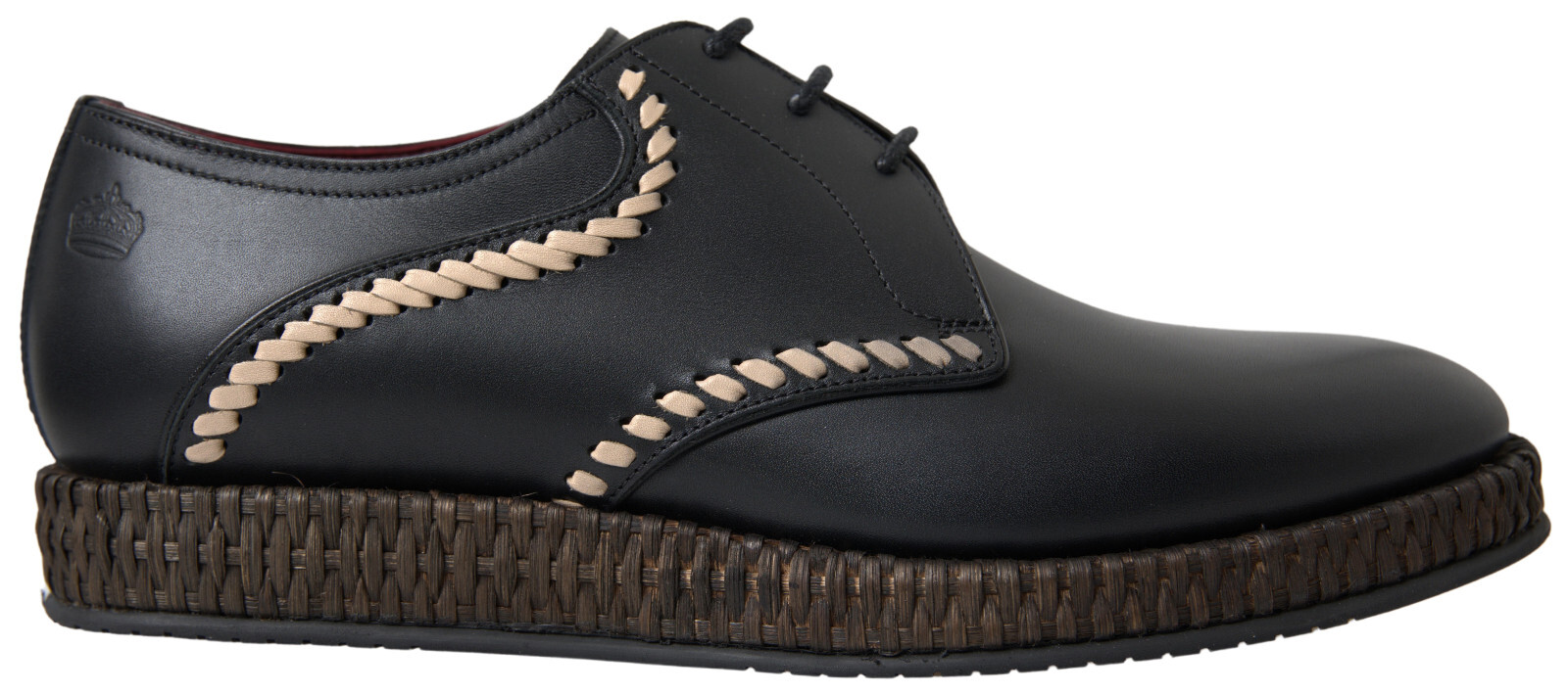 SAOLA Scarpe Dolce & Gabbana abito in pelle nera beige derby s. EU40 US7 ricambio $980