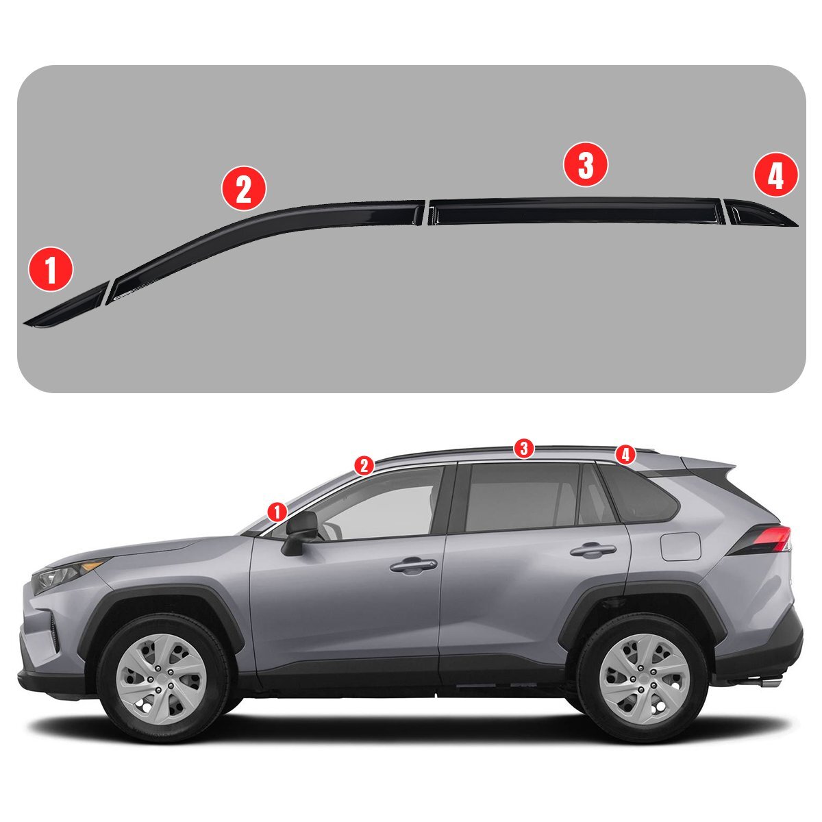 8pcs For Rav4 2022 2023 2024 Vent Visor Deflector Window