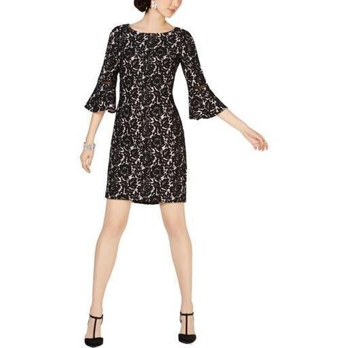 Jessica Howard  Dress Pink Sheath Floral Bell Sleeve,Size 10 - Bild 3 von 9