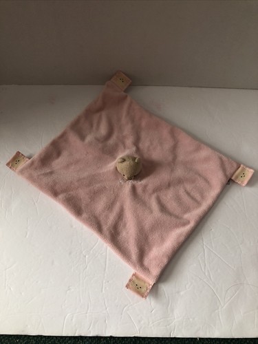 FAO Pink Baby Security Blanket Tan Plush Bear Head Tags Security Lovey Toys R Us - Picture 2 of 7