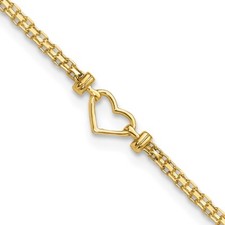 9 14K Yellow Gold Fancy Heart Anklet
