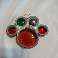 Stained Glass Bead Suncatcher Dog Animal Paw Rainbow Bridge Memorial Hanging